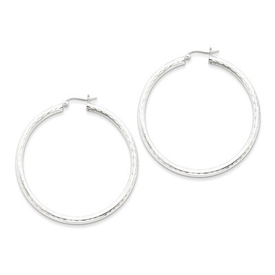 3.00mm Diamond-cut Hoop Earrings Sterling Silver Rhodium-plated QE3538, MPN: QE3538, 883957927220