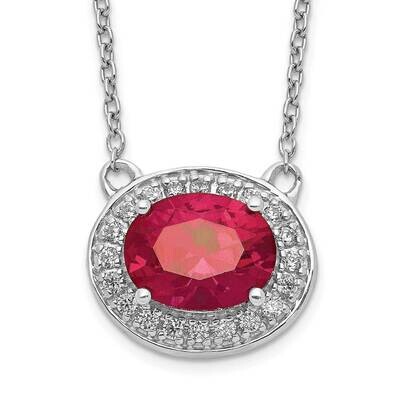 Diamond and Oval Ruby 18 Inch Necklace 14k White Gold PM4026-RU-020-WA-18, MPN: PM4026-RU-020-WA-18…