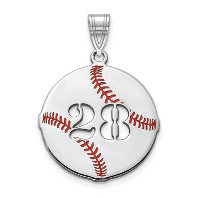 Baseball Charm with Number 14k White Gold Epoxied XNA926W, MPN: XNA926W,