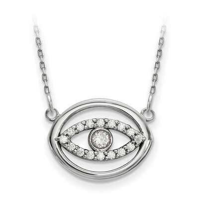Medium Diamond Gold Halo Evil Eye Necklace 14k White Gold XP5039WA, MPN: XP5039WA,