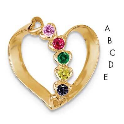 Synthetic Diamond Family Heart Slide 14k Gold XMP4/5SY, MPN: XMP4/5SY, 883957142111