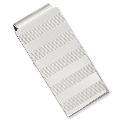 Stripes Engravable Hinged Money Clip Rhodium-plated KW669, MPN: KW669, 886774644837
