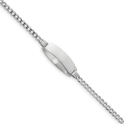8 Inch Oval ID Semi-Solid Curb Bracelet 14k white Gold DCID147W-8, MPN: DCID147W-8, 883957314273