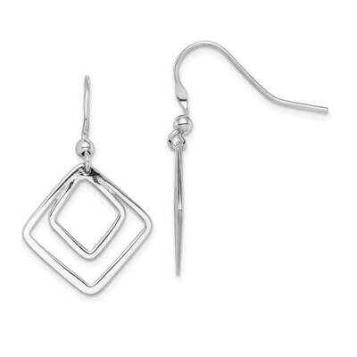 Diamond Shape Dangle Earrings Sterling Silver Rhodium-plated QE15092, MPN: QE15092, 886774096261