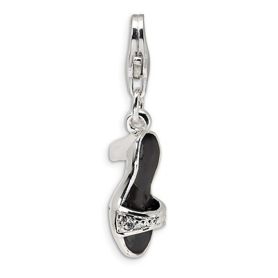 Black Enamel &amp; Polished Shoe Charm Sterling Silver QCC197 by Amore La Vita, MPN: QCC197, 8839573315…