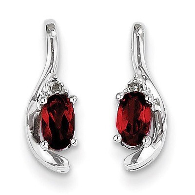 Garnet Diamond Earring 14k White Gold Genuine XBS370, MPN: XBS370, 883957413754