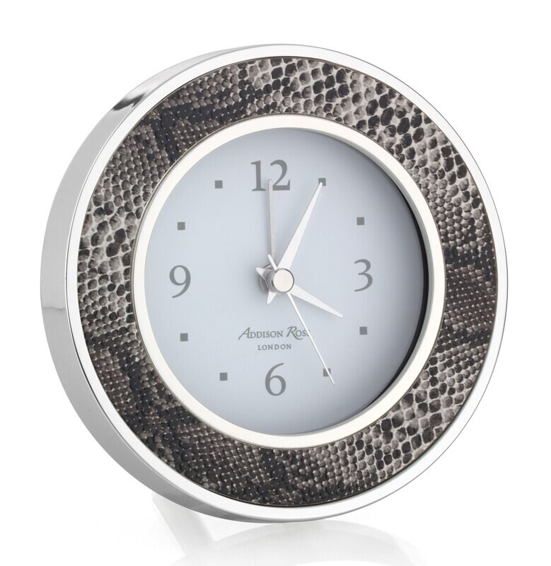 Addison Ross Natural Snake Silver & Alarm Clock 4 x 4 InchSilver-plated FR5508