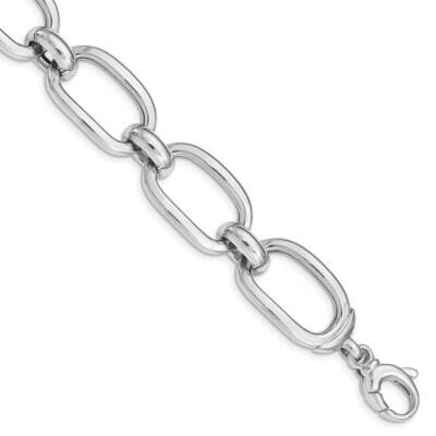 Polished Wide Link Bracelet Sterling Silver Rhodium Plated QG5011-7.75, MPN: QG5011-7.75, 196904156…