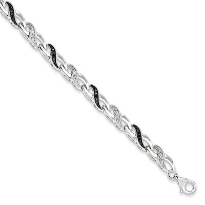 Black &amp; White Diamond Bracelet Sterling Silver QDX1237, MPN: QDX1237, 818050013655