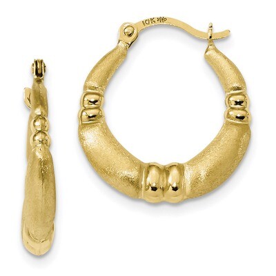 Polished &amp; Satin Hoop Earrings 10k Gold 10ER283, MPN: 10ER283, 191101169274