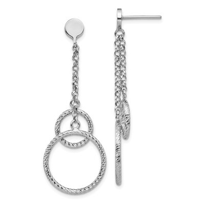 Leslie&#39;s Polished Post Dangle Earrings Sterling Silver Rhodium-plated HB-QLE1241, MPN: QLE1241, 191…
