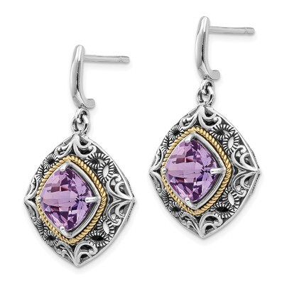 Amethyst Earrings Sterling Silver &amp; 14k Gold QTC687, MPN: QTC687, 883957409139