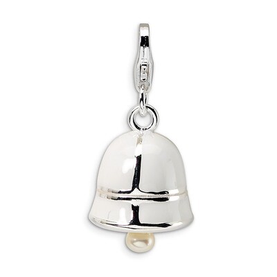 Fresh Water Cultured Pearl White Enamel Bell Charm Sterling Silver QCC155 by Amore La Vita, MPN: QC…
