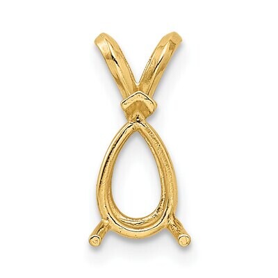 Pear 3-Prong Cast V-End 5 x 3mm Pendant Setting 14k Yellow Gold YG992, MPN: YG992,