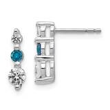 Blue White Diamond Earrings 14k White Gold EM5497-BD-062-WA, MPN: EM5497-BD-062-WA, 883957464381