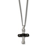 Black IP Cross Necklace Stainless Steel Polished SRN2093-22 by Chisel, MPN: SRN2093-22, 191101647512