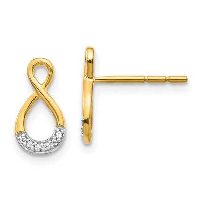 Diamond Post Earrings 14k Gold &amp; Rhodium EM5515-005-YA, MPN: EM5515-005-YA, 883957375915