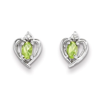 Peridot &amp; Diamond August Earrings Sterling Silver QBE19AUG, MPN: QBE19AUG, 883957495279