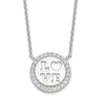 CZ Diamond Love Necklace 18 Inch Sterling Silver Polished QG6093-18, MPN: QG6093-18, 196904162347