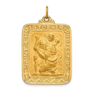 Large Rectangle St. Christopher Medal 14k Gold Solid Polished Satin XR1795, MPN: XR1795, 8839577316…