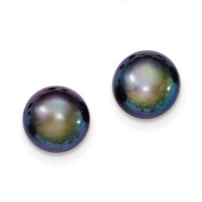 11-12mm Black Freshwater Cultured Button Pearl Stud Earrings Sterling Silver QE12670, MPN: QE12670,…