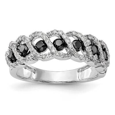 Black &amp; White Diamond Band 14k White Gold RM3444B-BK-075-WAA, MPN: RM3444B-BK-075-WAA,