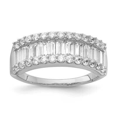 Sterling Silver Fancy Baguette Diamonelle Channel Set Band ring-RH-size-7 741C0156Y0107RH-7