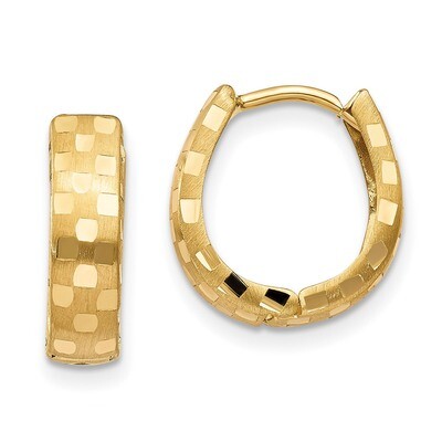 Diamond Cut 4mm Patterned Hinged Hoop Earrings 14k Gold TF773, MPN: TF773, 886774369082