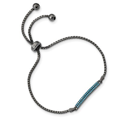 Black-Rhodium Dyed White Howlite Bar Adjustable Bracelet Sterling Silver QG4652, MPN: QG4652, 88677…