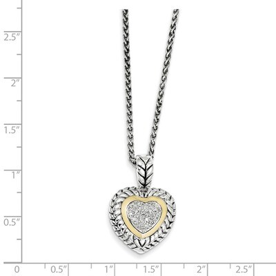 1/15ct. Diamond Heart 18 Inch Necklace Sterling Silver &amp; 14k Gold QTC542, MPN: QTC542, 685146727990