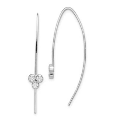 3-CZ Diamond Threader Earrings Sterling Silver Rhodium-plated QE14901, MPN: QE14901, 886774116259