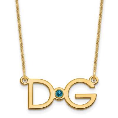 2 Initial with 18k Gold Bezel Birthstone Necklace 14k Gold Large XNA1252Y, MPN: XNA1252Y,