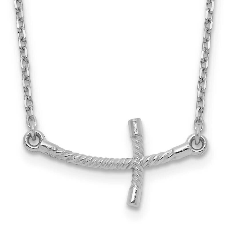 Sideways Curved Twist Cross Necklace 14k White Gold Small SF2087-19