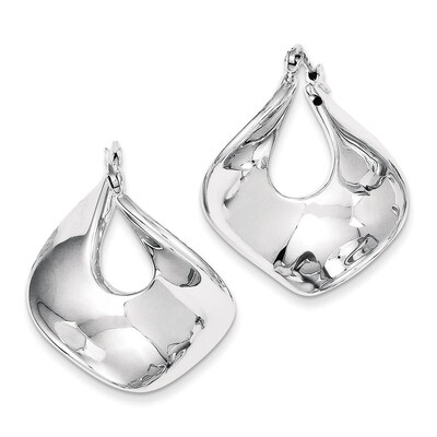 Twisted Square Hoop Earrings Rhodium Plated Polished Sterling Silver Polished QE8321, MPN: QE8321, …