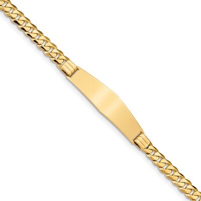 Curb Link Soft Diamond Shape ID Bracecet 14k Gold LID64C-8, MPN: LID64C-8, 883957761640