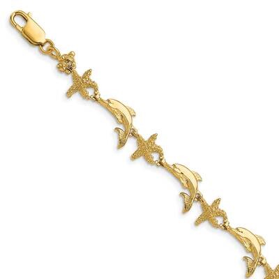 Dolphin Starfish Bracelet 14k Gold FB1606-7.5, MPN: FB1606-7.5, 63721800946