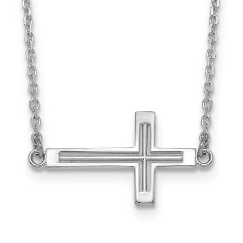 Sideways Cut-Out Cross Necklace 14k White Gold SF2095-19