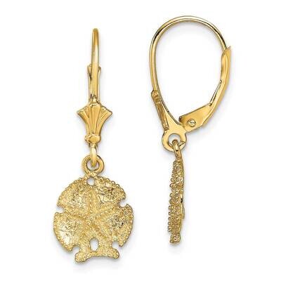 Sand Dollar with Star Leverback Earrings 2-D (3 of 3) 14k Gold TF1826, MPN: TF1826, 637218177387