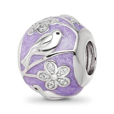 Enamel CZ Spring Theme Bead Sterling Silver Rhodium-plated QRS4121, MPN: QRS4121,