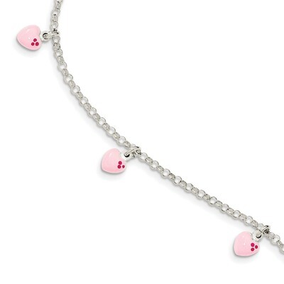 Children&#39;s Enameled Heart Bracelet 6 Inch Sterling Silver Polished QG4081-6, MPN: QG4081-6, 1911011…