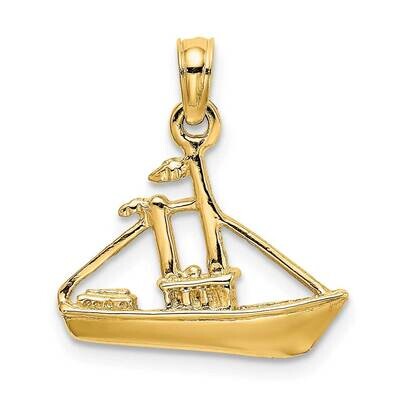 Cargo Ship with Tug Boat Charm 14k Gold 3-D K8099, MPN: K8099, 637218061198