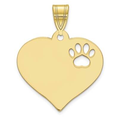 Heart with Cut Out Paw Print Pendant 10k Gold 10XNA767Y, MPN: 10XNA767Y,