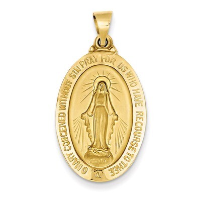 Miraculous Medal Pendant 14k Gold Polished and Satin XR1366, MPN: XR1366, 883957383699