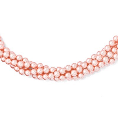 4Row 4-5Mm Pink Shell Bead Twist Necklace Sterling Silver QMJN440P-20, MPN: QMJN440P-20, 8867742945…