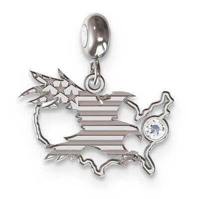 Memi America with Swarovski Crystal Charm Sterling Silver Rhodium-plated ME188-SS, MPN: ME188-SS,