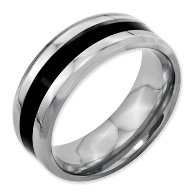 Black Enamel 8mm Polished Beveled Edge Band - Stainless Steel SR122 by Chisel, MPN: SR122, 88677438…