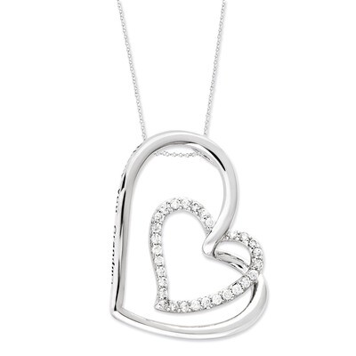 Diamond Thank You Grandma 18 Inch Hearts Necklace Sterling Silver Antiqued QSX438, MPN: QSX438, 886…