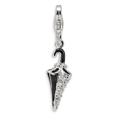 3-D Enameled &amp; Synthetic Diamond Parasol Charm Sterling Silver QCC195 by Amore La Vita, MPN: QCC195…