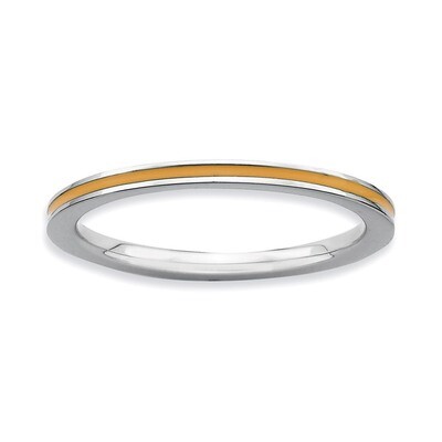 Orange Enameled 1.5mm Ring - Sterling Silver QSK138, MPN: QSK138, 886774211084