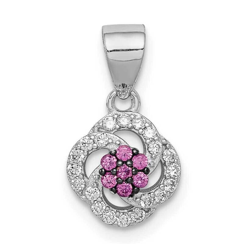 Black Rhod-plated Imitation Pink Ruby White Pendant Sterling Silver CZ Diamond QP5123, MPN: QP5123,…